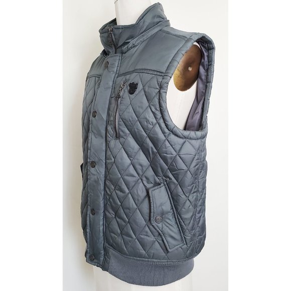 LRG Clothing Mens Grey Puffer Vest Size Small with Detachable Hood M - Picture 7 of 12